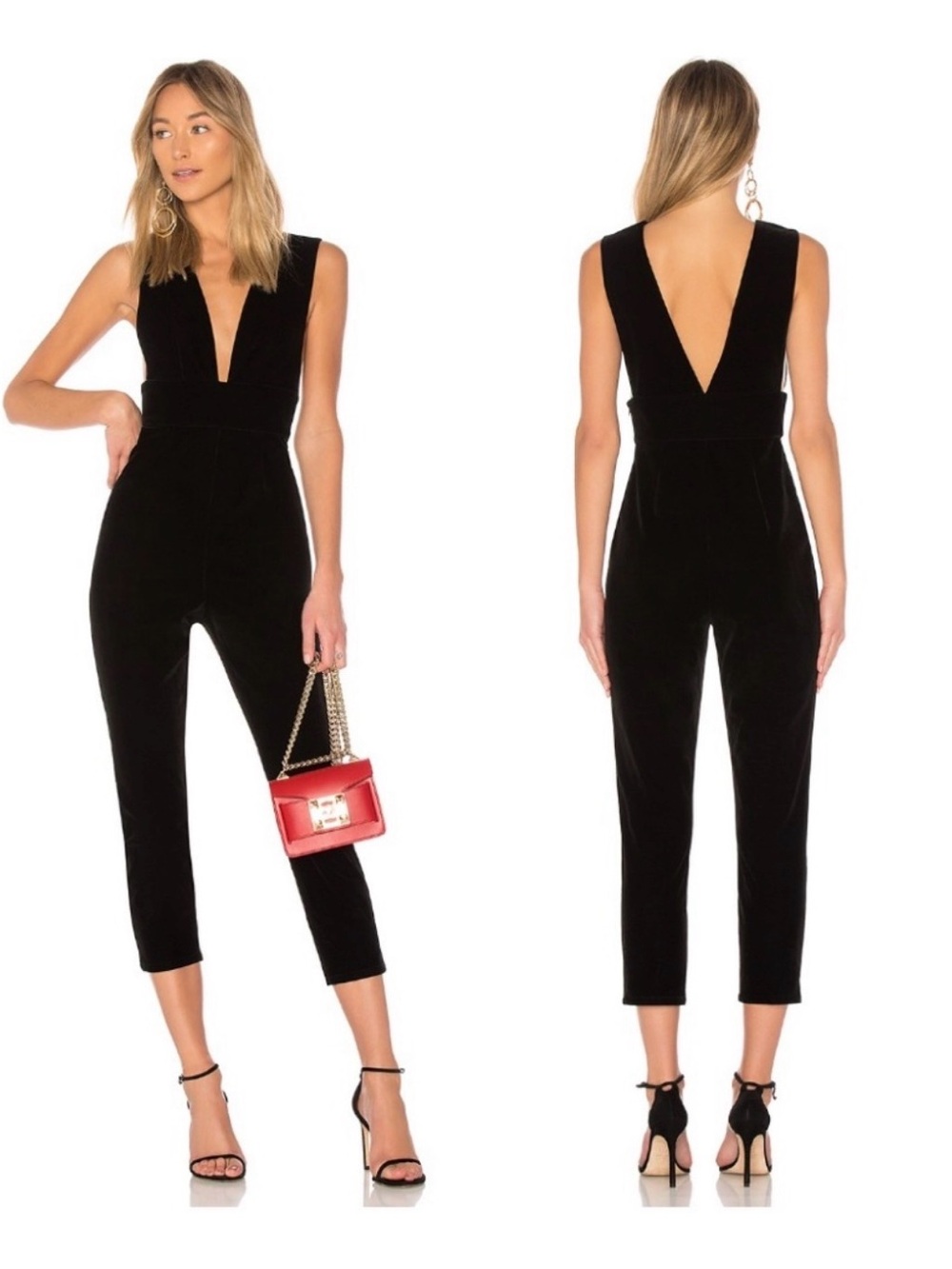 By the way. Revolve black velvet jumpsuit size medium